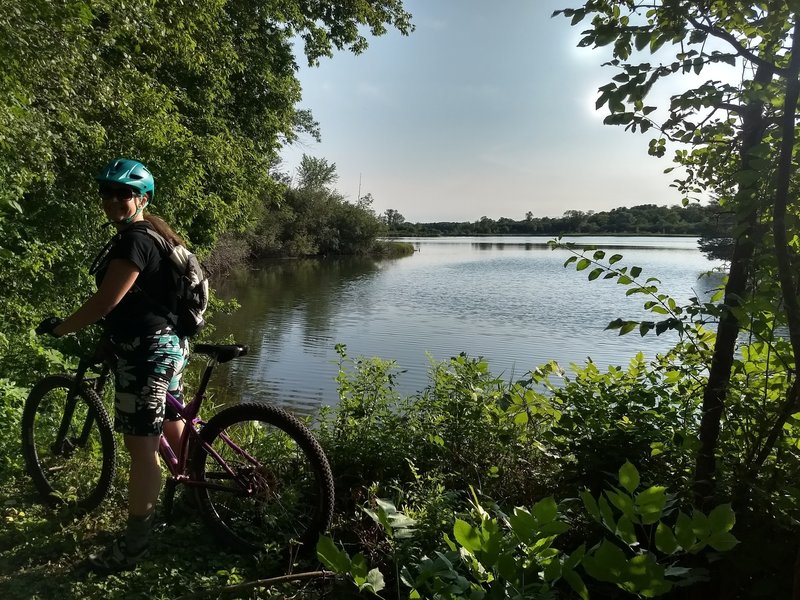 Scenic views of First Lake along the trails on East side