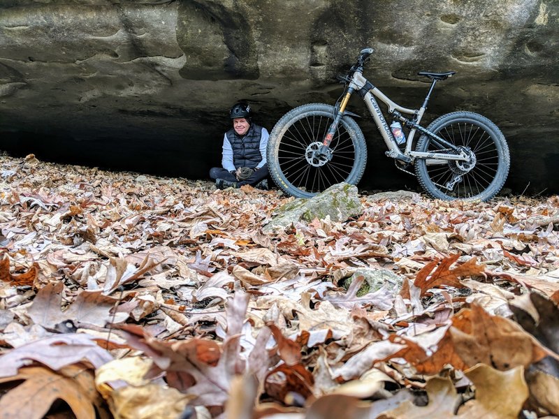 Checking out the little cave.