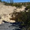 Bridge washed out on trail #4 of Lajitas Trails.