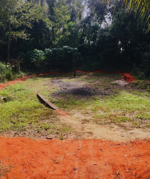 Newly constructed pump track in the skills area by the trailhead.