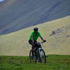 Biker enjoying the flora of the mountainous province Aragats