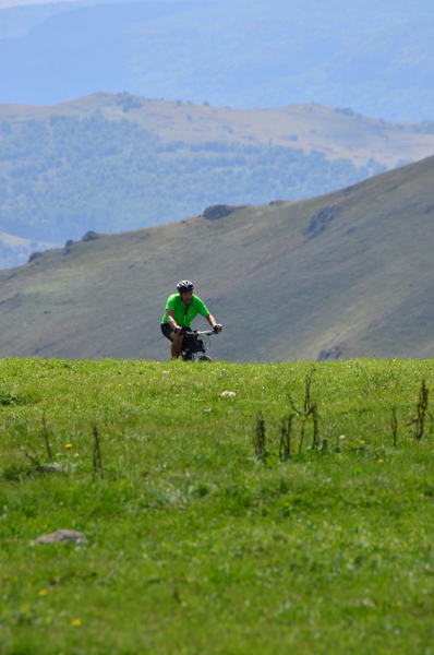 Biker enjoying the flora of the mountainous province Syunik