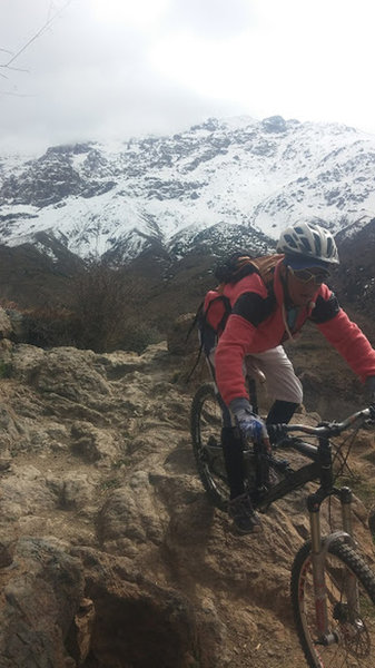 Mountain bike in the high Atlas Mountain 67km from Marrakech the really great trails across the Berber villages, rocky trails...