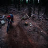 Seth's Bike Hacks ripping the creepy loam section.