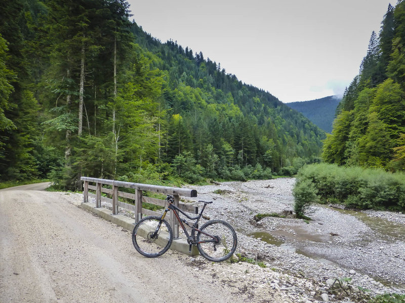 Crossing the Unterbach stream.