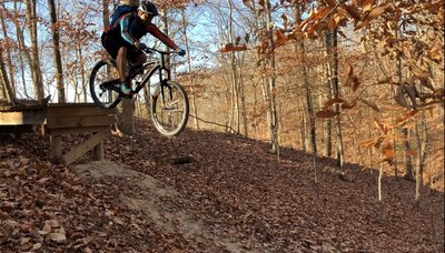 Gnarly drop on Black trail