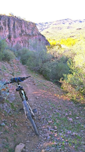 Descending towards the river crossing.