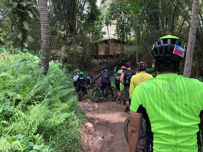 Crossing a creek along RP Trail.