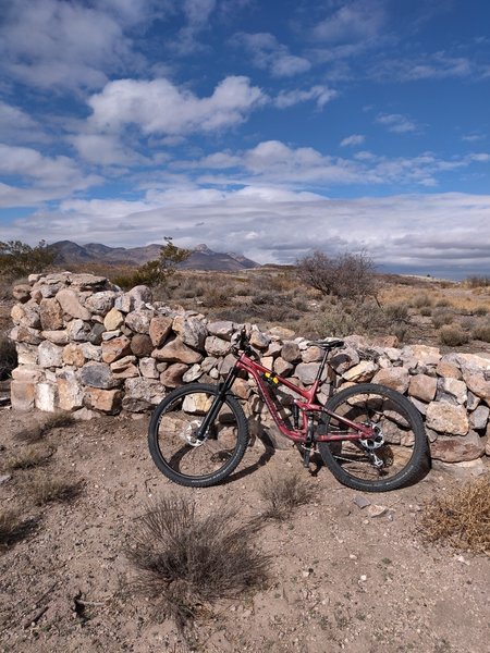 Remnants of the historic Fort Cummings. Rattlesnake Ridge and Cookes Peak dominate the background.