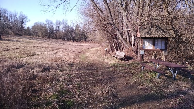 Mowed singletrack along the field edge.