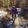 JR crossing the beaver dam bridge on KA-BAR trail