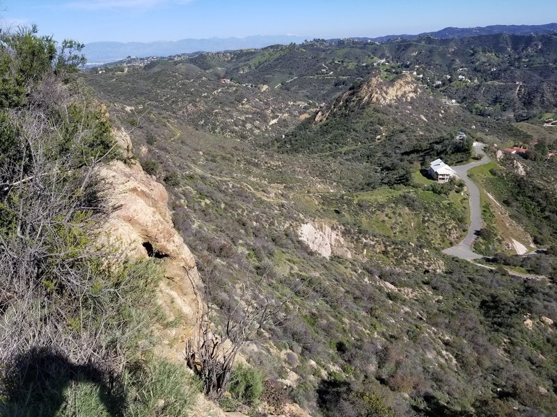 On the final ridgeline. South view from the cliff looking down Deer. Trail visible off in the distance. Pretty steep section.