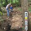 Local builders installing rock "garden" at the bottom of JANK.