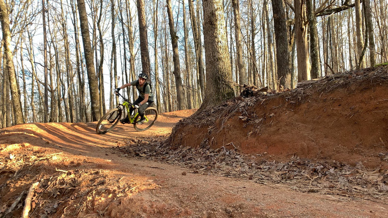 Taking the berms on the tech loop