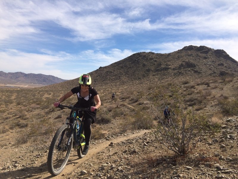 Topping out on 'Little Bell Blue' climb