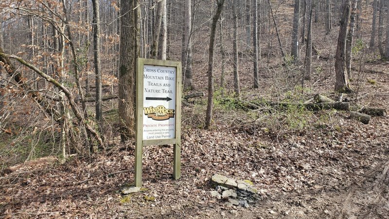 Trail entrance sign to Windrock XC