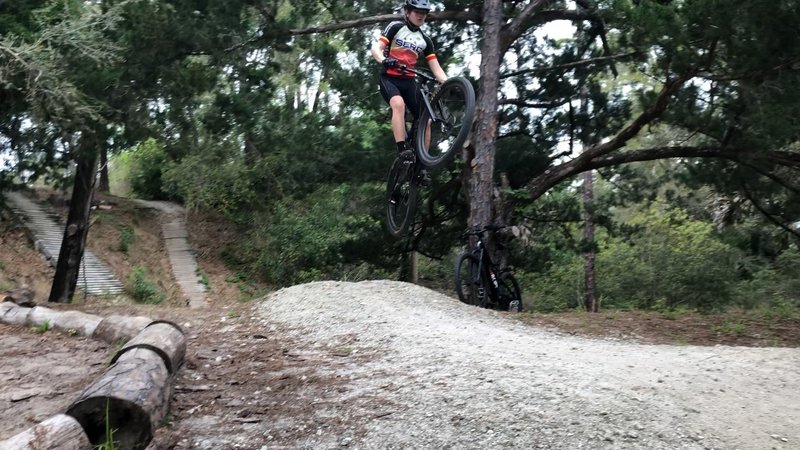 My son finishing out our ride.