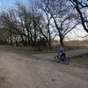 Here's the entrance to the bike path. If you're on concrete on this side of the creek, you're on the walking path.