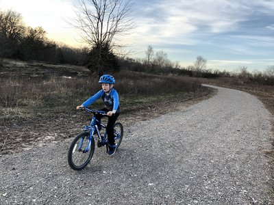 The bike path crosses several equestrian trails.  Yield to equestrians.