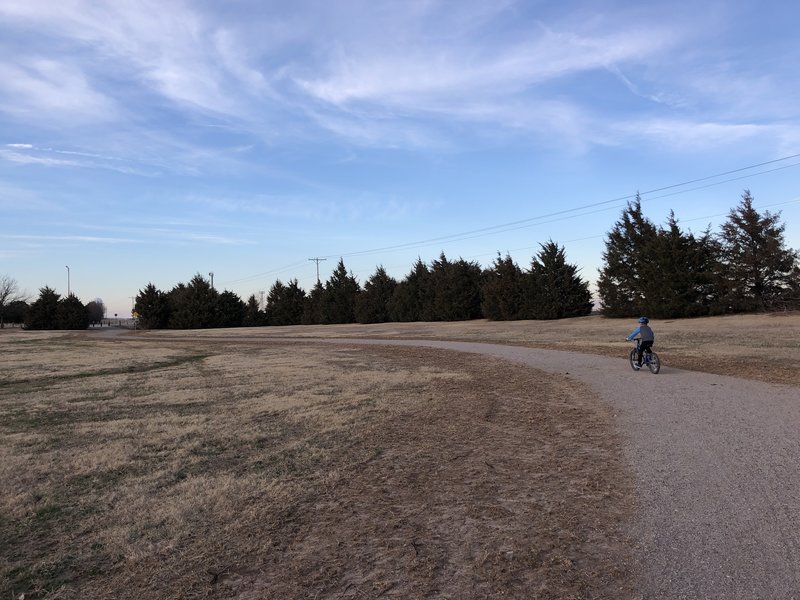 Up ahead is the entrance to the park.  Make sure your kids stop and look for traffic!