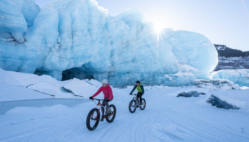 Riding around Spencer Glacier