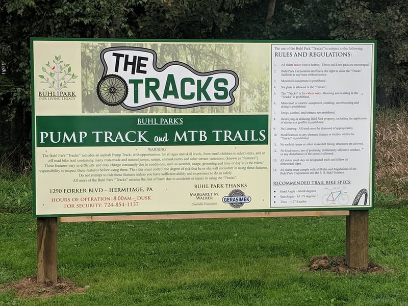 Buhl Park The Tracks Sign