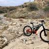 The creek crossing. The trail taps into a utility road and then continues on singletrack