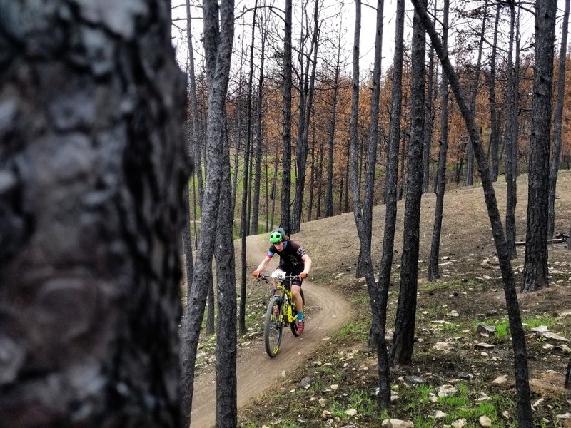 Riding through the burn section of Simple Tools.