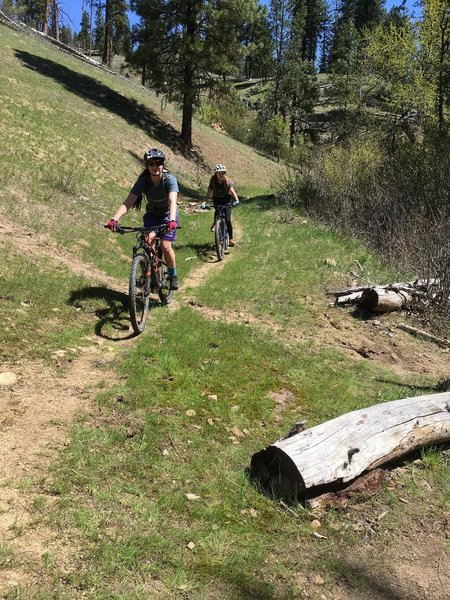 Coming down the lower section of Upper Schoolhouse, where it meets the original Schoolhouse Gulch Trail.