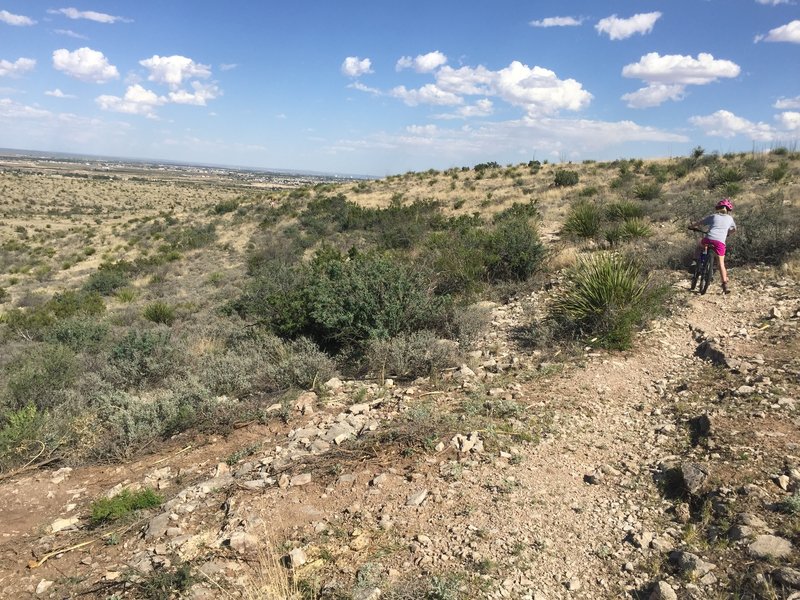 Views of Carlsbad heading down Erosion Gulch Trail. Can you see all three riders?