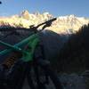 view on aiguille of Chamonix from the trail