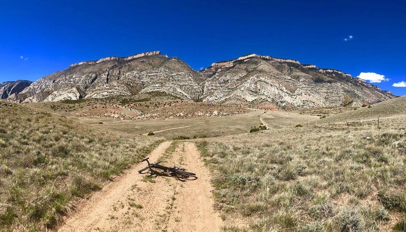 Part of the Bad Medicine 20 ride. This view is about 2 miles after you leave Horsecreek Road (gravel) and turn on to the trail. This trail continues for another couple of miles, leading you right to the base of the Bighorn Mountains.