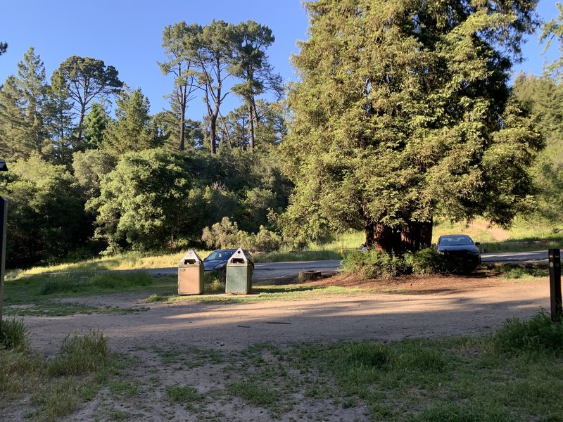 Top of Big Trees Trail—parking lot and picnic table