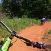 Following Evan and Jacob into the first gap jump on Sweet Leaf at Cedar Valley Bike Park in Davidson, NC.