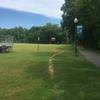 The trail runs between the rugby field and the Dogwood Trail / Sager Creek.