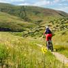 Smooth trail through tall grass after a gnarly rock section.