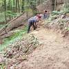 More bench work on a steep slope.