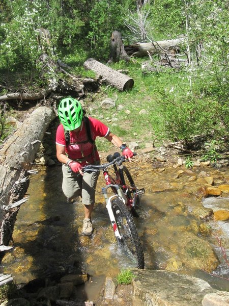 Daze fording Monitor Creek.