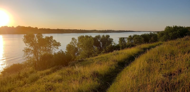 Overlook Trail overlooking Jamestown Reservoir at sunset