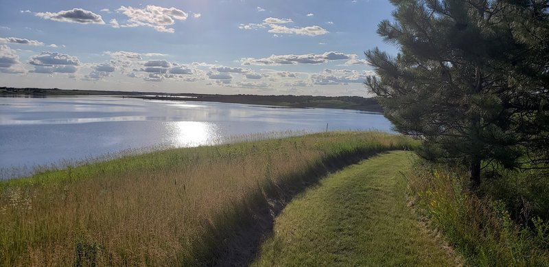 Grassy Northridge Trail overlooking Pipestem Lake