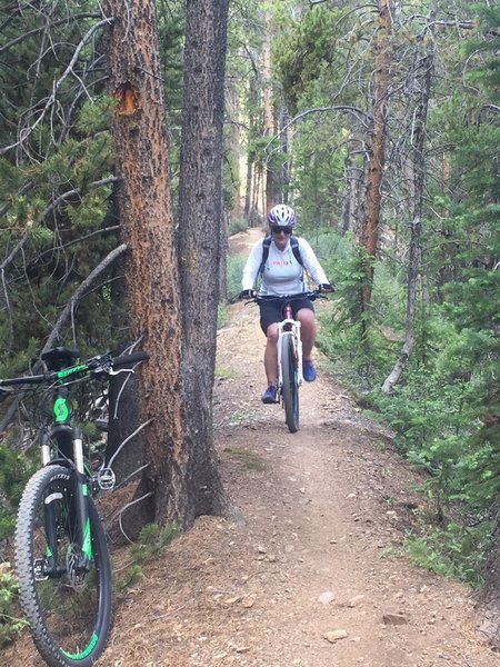 Riding along the narrow gulch