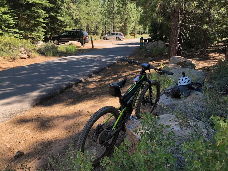 Trail area entrance 06 Road. Yes, that's bear spray on the bike top tube...