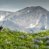 Climbing up Columbine with a view of Whetstone, just before the rain started.