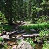 Rocky approach to stream crossing.