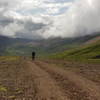 Coming up Apex Ridge with the waterfall valley in the background. Breiðavík side.