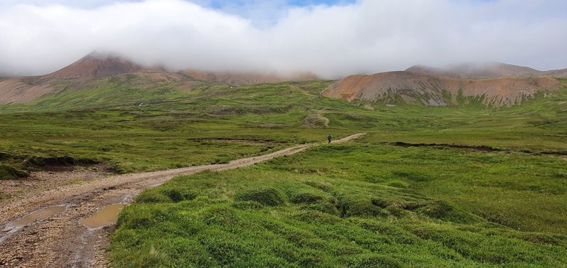 Looking up Apex Ridge from Breiðavík