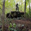 Launching a big rock drop along the Jackson Run Trail!