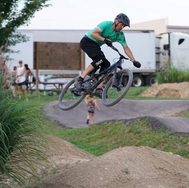 Catching some air on the dirt jumps at Gunlock Park!