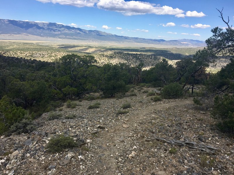 Top of trail with Ely off in the distance (right part of photo).