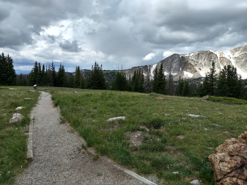 Top of the trail right off the trailhead. Great views of Medicine Bow Peak